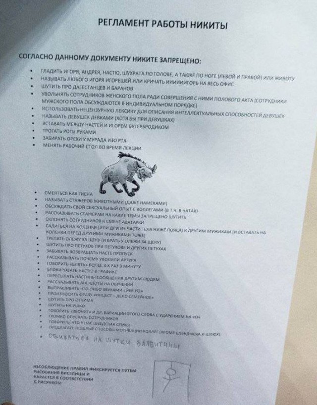 Регламент работы для Никиты