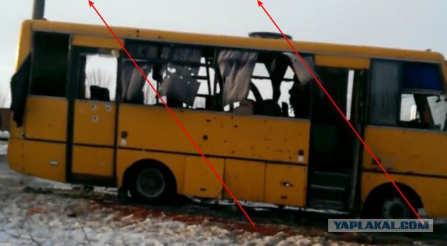 Видео растреляного автобуса под Волновахой