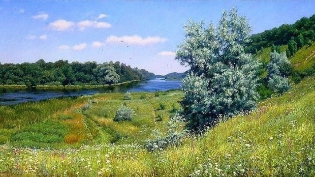 Картины пронизаны светом и теплым летом