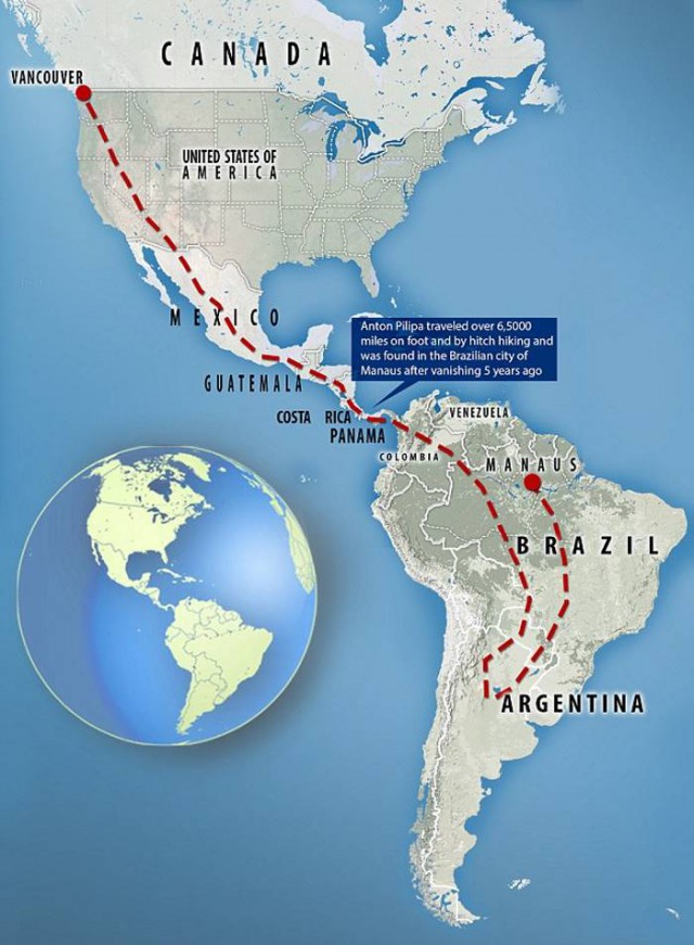 Пропавший канадец за 5 лет пересёк два континента, пока не нашёлся в Бразилии