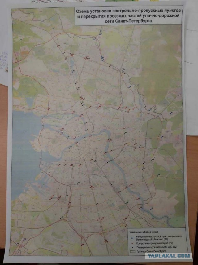 Карта КПП на случай изоляции Петербурга