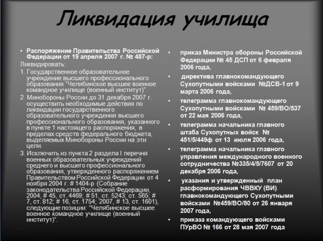 В России воссоздадут Челябинское высшее танковое командное училище