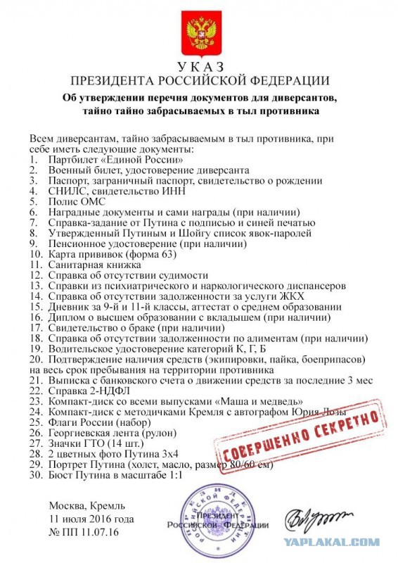 Секретный приказ Путина российским войскам на территории Украины