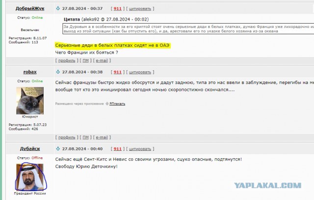 ОАЭ требует от Франции предоставить своему гражданину Павлу Дурову в срочном порядке доступ ко всем необходимым консульским услугам — заявление МИД