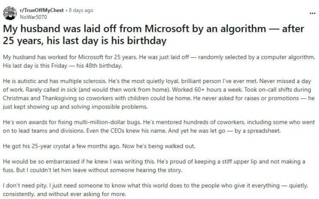 Microsoft уволила программиста с 25-летним стажем по решению ИИ