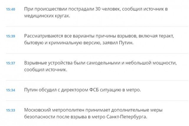 Взрыв в метро в Санкт-Петербурге
