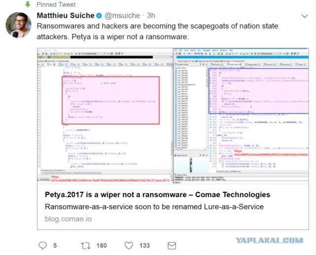 Криптовымогатель Petya на самом деле уничтожает данные пользователя, слать деньги бессмысленно