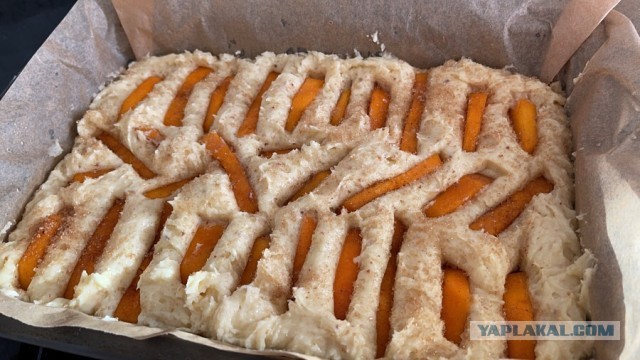 Быстро-вкусно: пирог на сметане с персиками