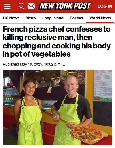Владелец пиццерии во Франции убил человека, мелко его нашинковал и приготовил в кастрюле с овощами