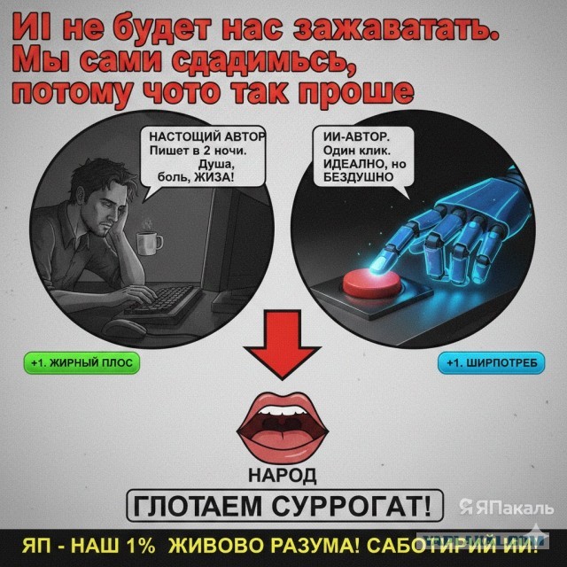 ИИ не будет нас захватывать. Мы сами сдадимся, потому что так проще