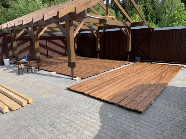 Навес для авто из бруса своими руками