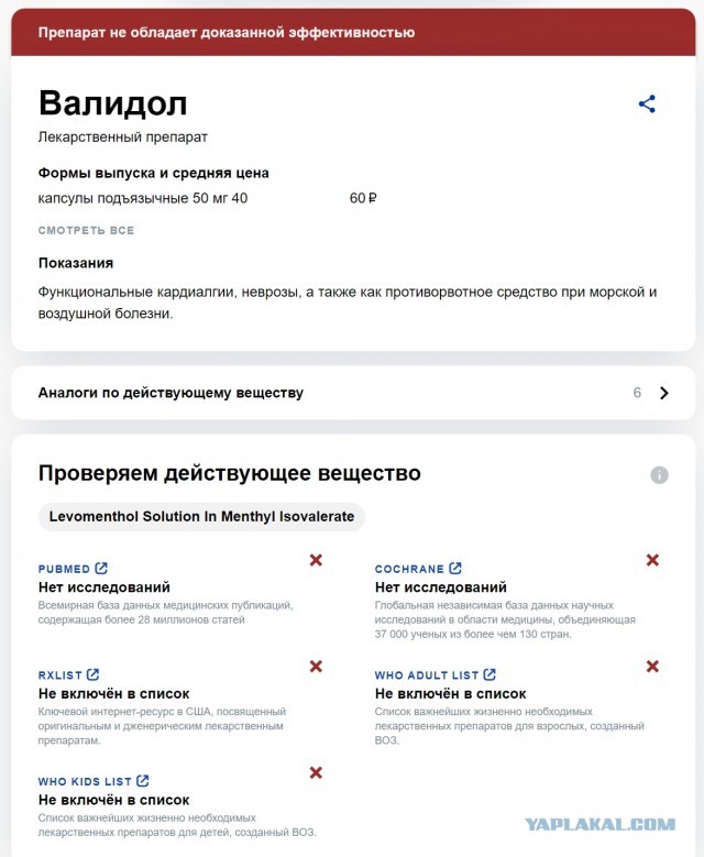 Кардиолог Конев предложил запретить продажу корвалола и валокордина в России