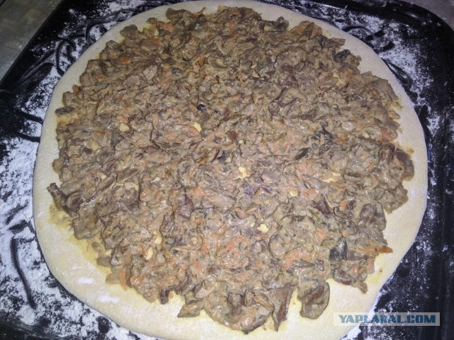 Лепешка, с грибами и сыром.