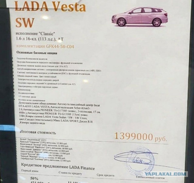 Новую Lada Vesta оценили в 1,4 млн рублей