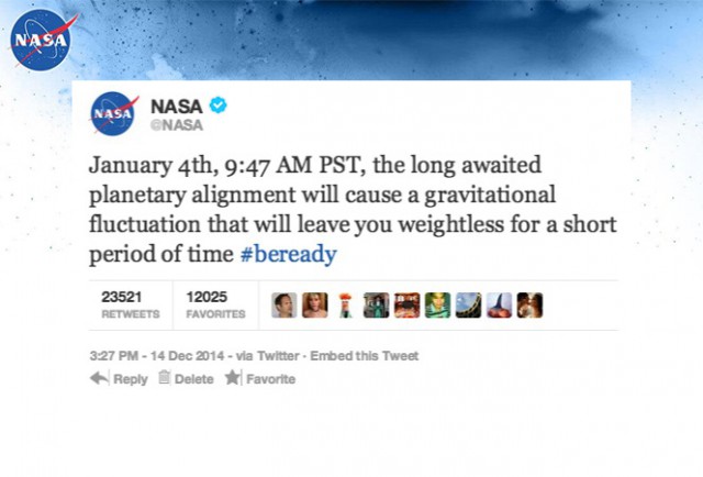 NASA: Планетарное выравнивание 4 января 2015