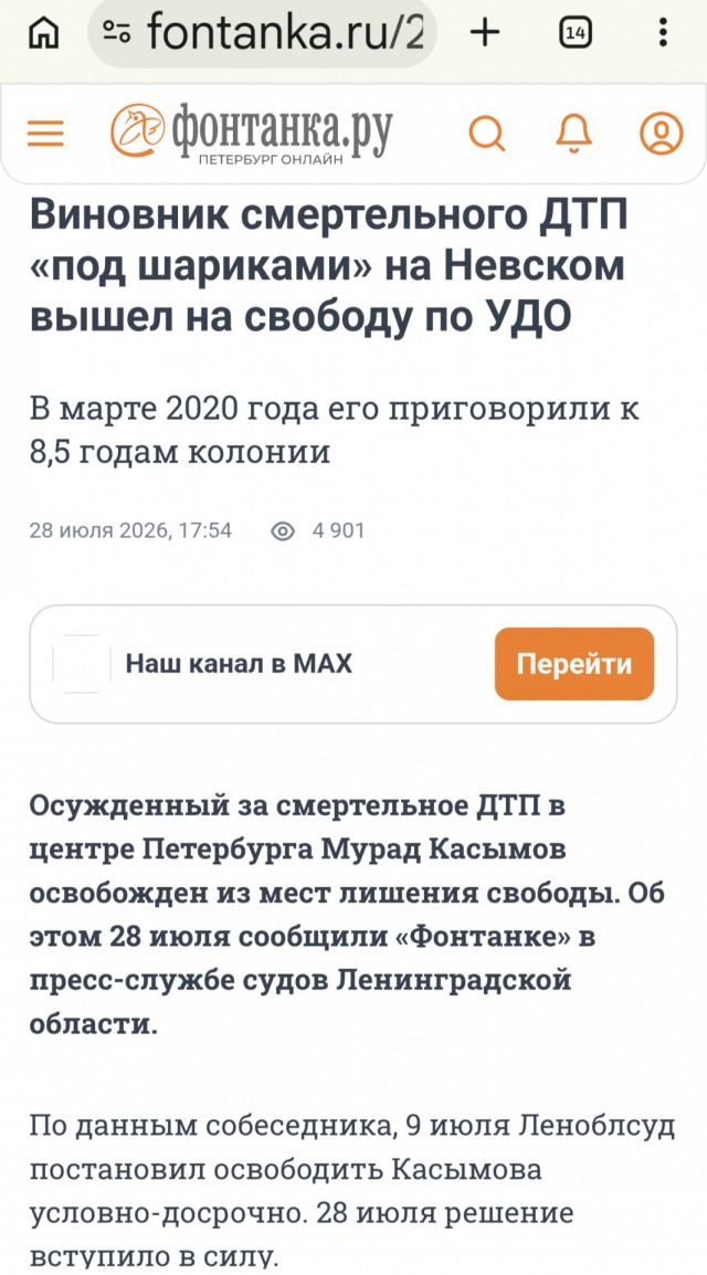 Виновник смертельного ДТП «под шариками» на Невском вышел на свободу по УДО