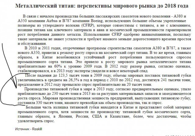 Россия намерена ограничить экспорт титана в США