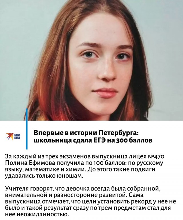 Впервые в истории Петербурга школьница сдала ЕГЭ на 300 баллов