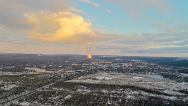 В Ленинградской области взорвался газопровод. Пламя видно из Петербурга