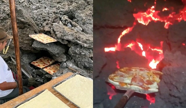 Пицца, приготовленная на склоне вулкана: