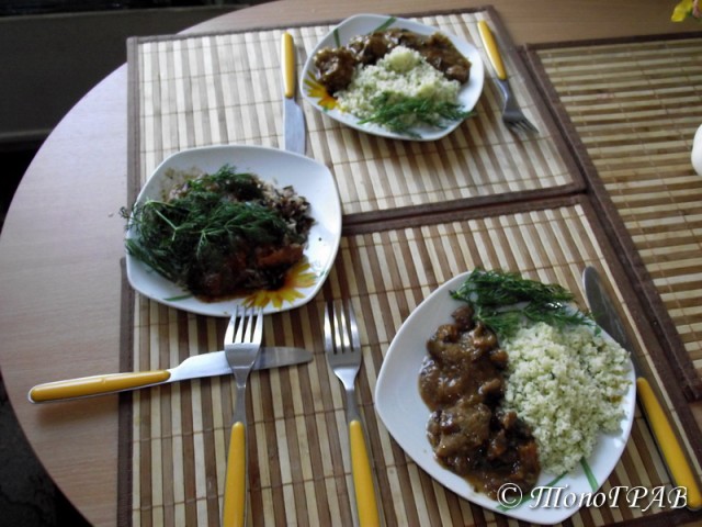 Пряное мясо во фруктовом соусе с кус-кусом