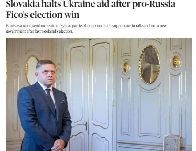 Словакия прекратила помощь Украине после победы на выборах партии Роберта Фицо
