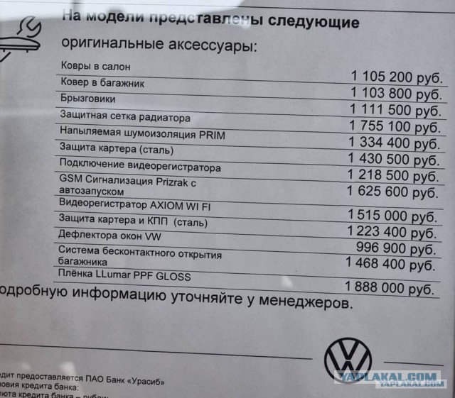 Подъехали новые цены из автосалона.