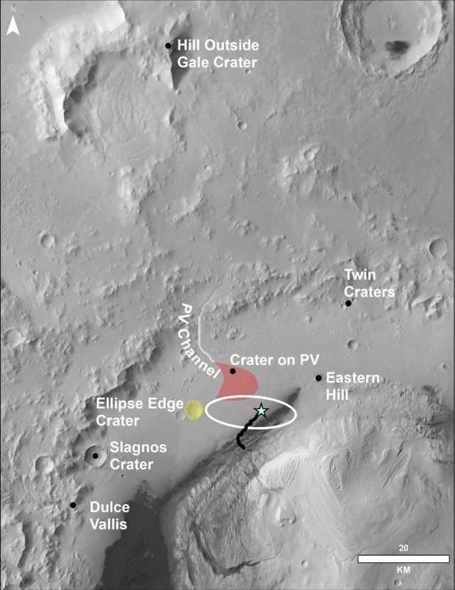 Марсианская панорама кратера Гейла от ровера Curiosity