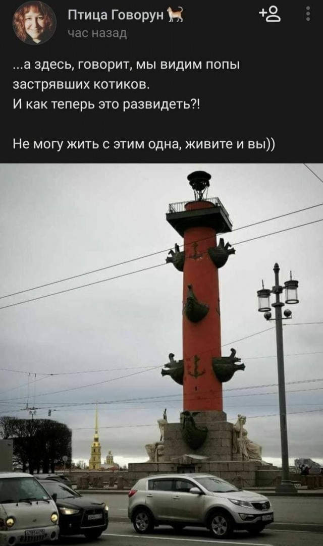 Что это за красные колонны в Петербурге?