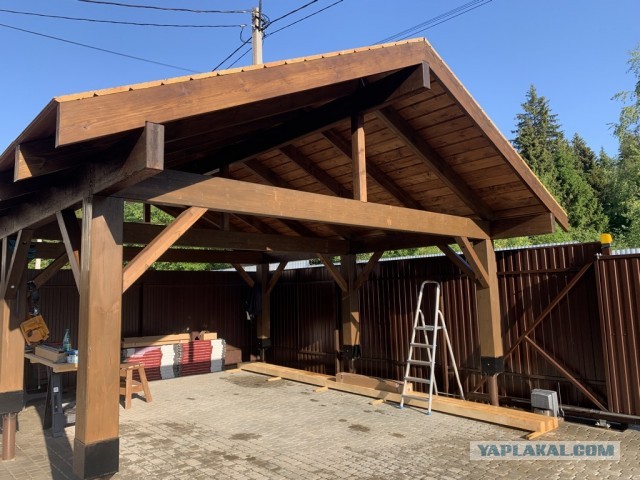 Навес для авто из бруса своими руками