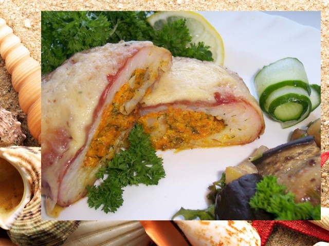 Рулетики из морского языка с овощами