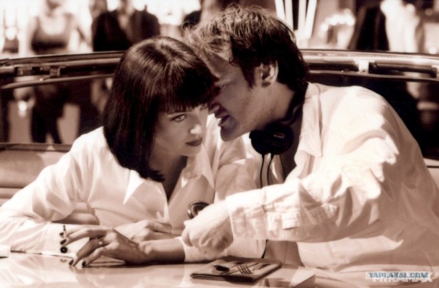 На съемках фильма "Криминальное чтиво"