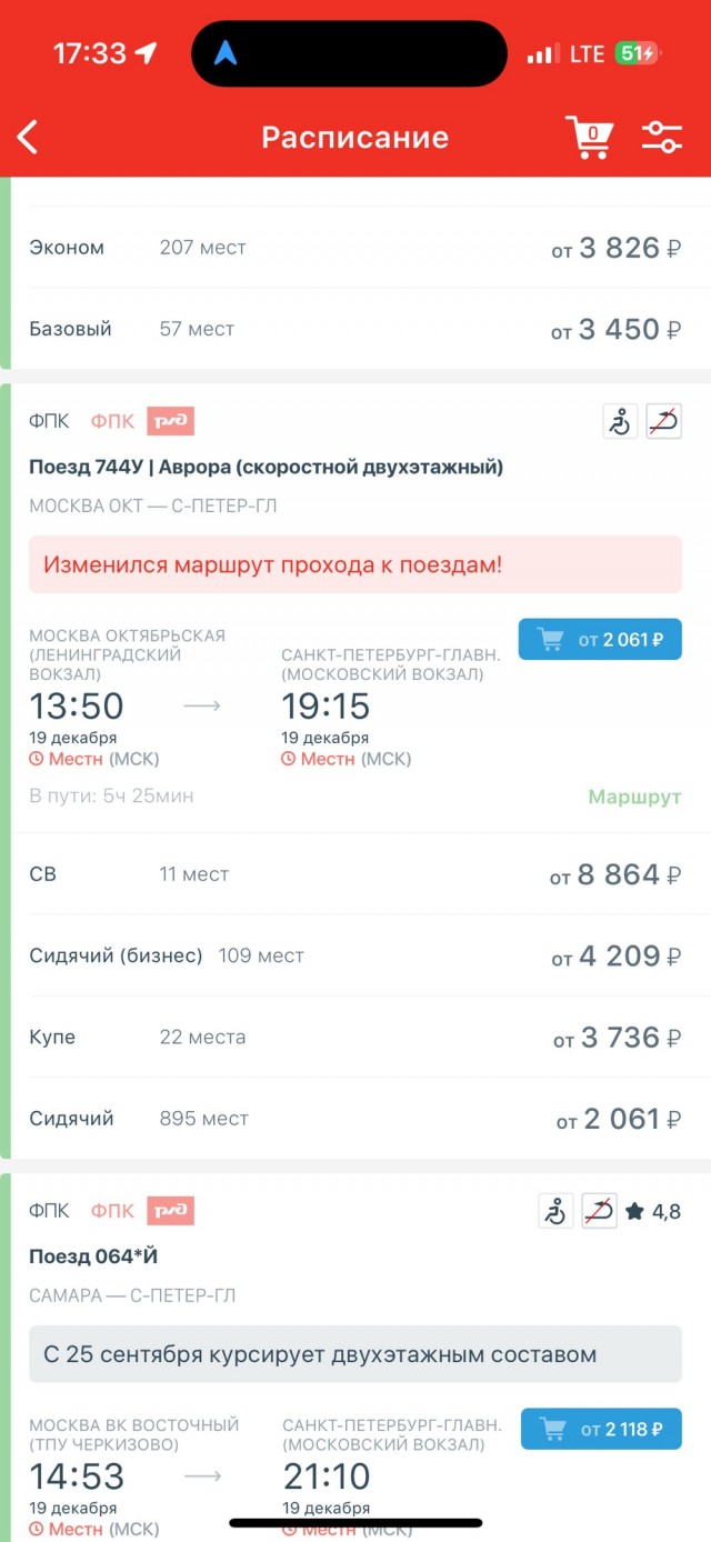 Это двухэтажный скоростной поезд «Аврора», который с декабря начнет курсировать между Москвой и Питером