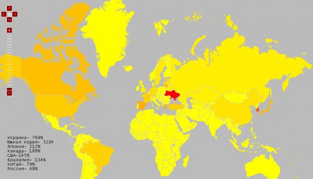 Яндекс: Популярность слова на карте