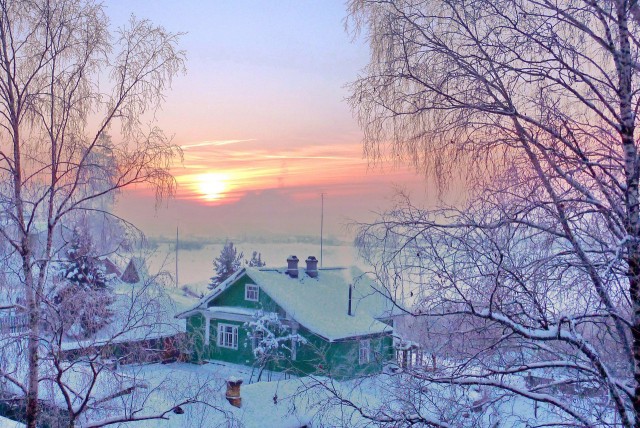 Снег и мороз в деревне