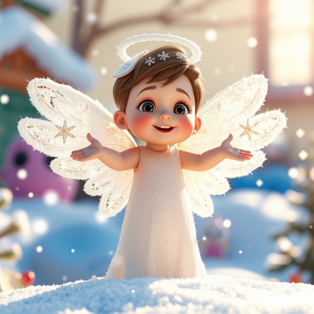 Снежный ангел и волшебные снежинки.