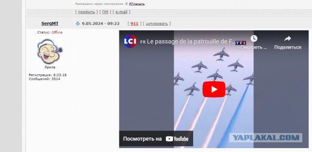 Российский триколор в небе над Францией