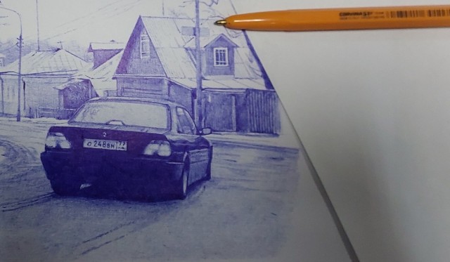 Рисунок шариковой ручкой