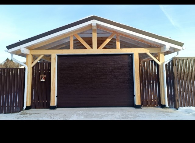 Навес для авто из бруса своими руками