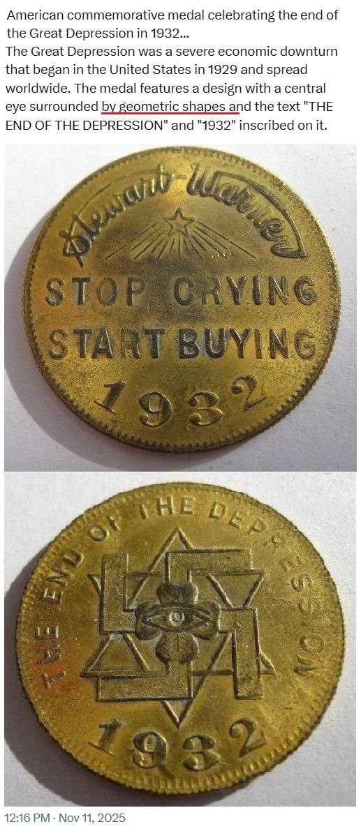 В 1932 году в США отчеканили памятную монету, посвященную окончанию Великой Депрессии.