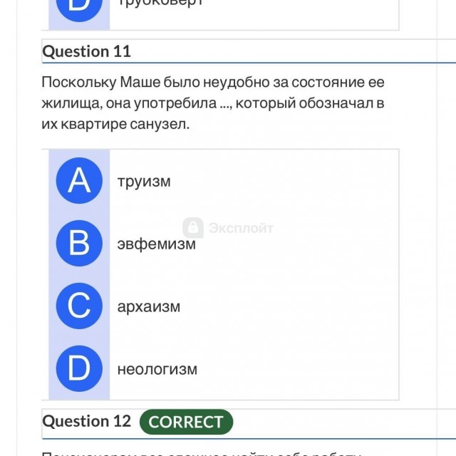 Тесты по русскому языку на уровень С2, обстановка