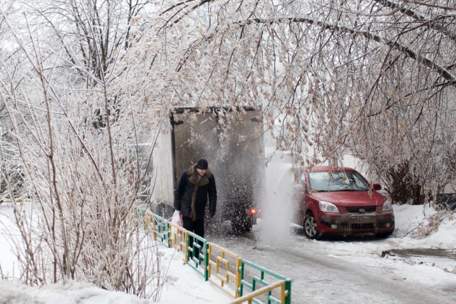Лед на улицах Москвы