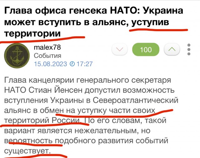 Глава офиса генсека НАТО: Украина может вступить в альянс, уступив территории