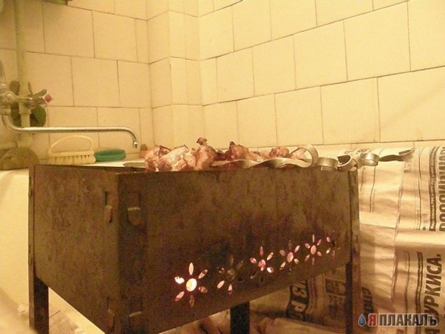 Шашлык в ванной (12 фото)