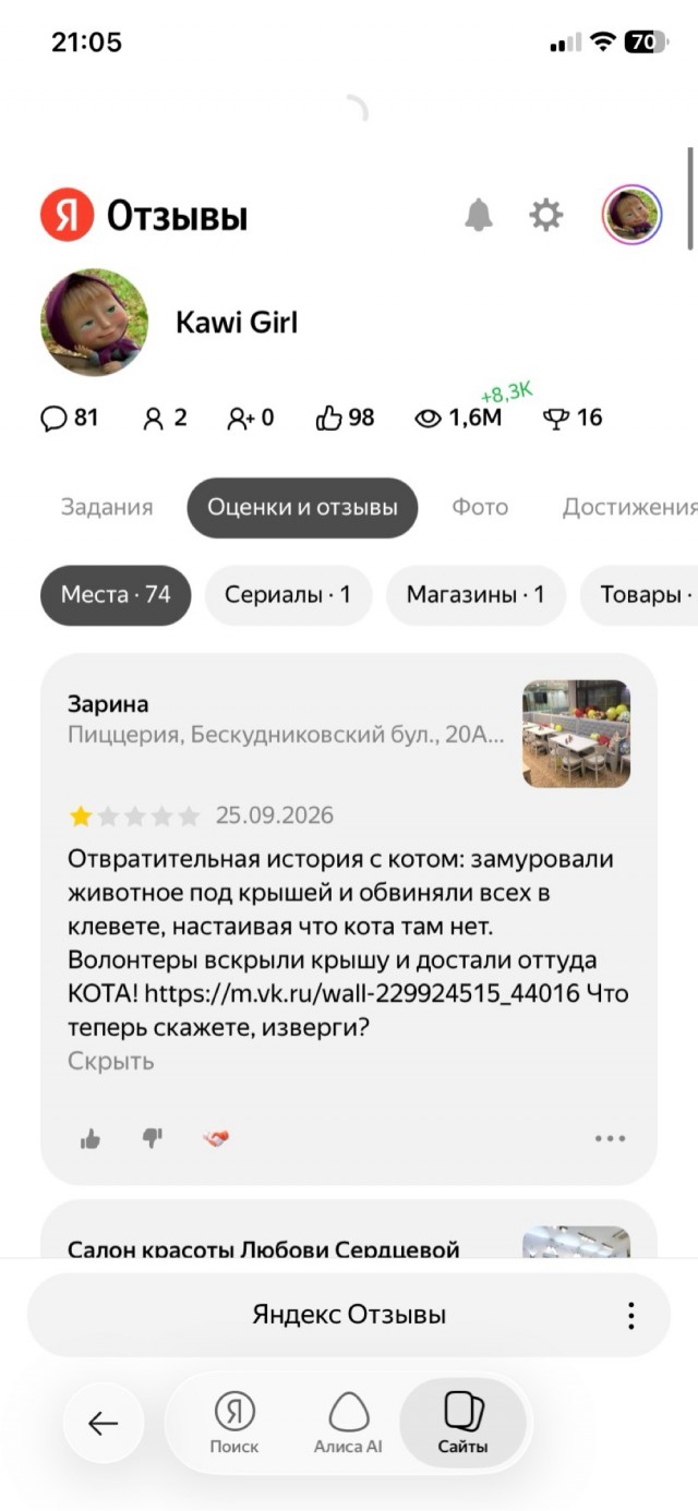 Живого котёнка замуровали в крыше пиццерии в Москве