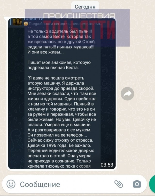 В Тольятти пьяный лихач впечатал в столб легковушку, за рулем которой находилась мать двоих детей на уроке вождения