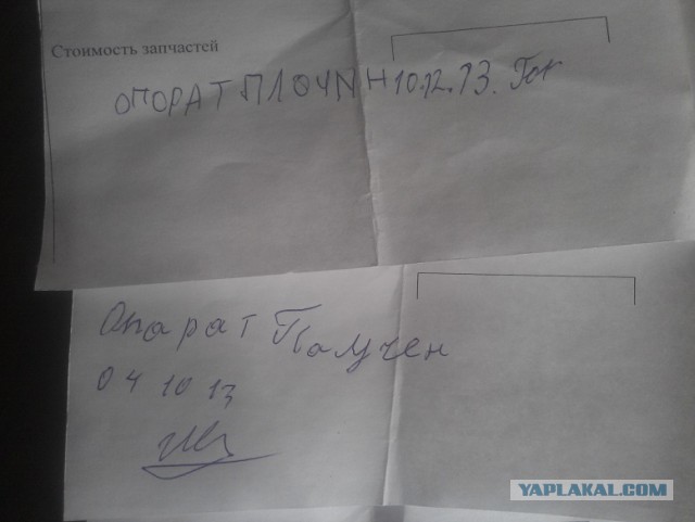 Заявление на возврат