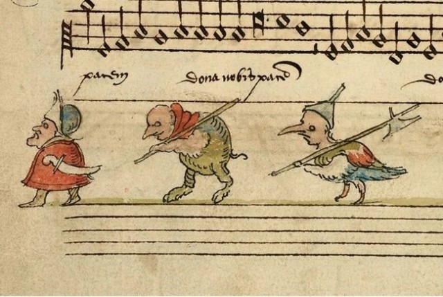 Забавный песенник XVI века с  "интересными"  картинками