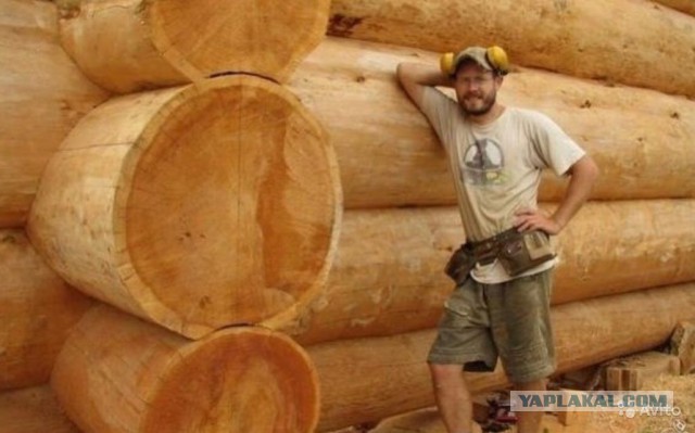Баня из елки с диаметром 40-42 см. За 1 день.