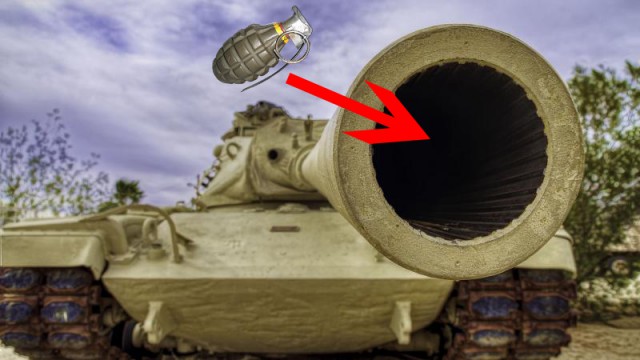 Что будет, если закинуть гранату в дуло танка?